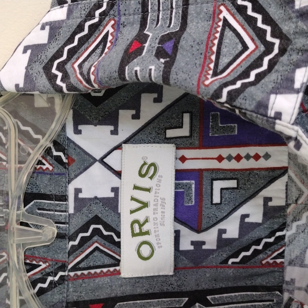 Vintage Orvis Aztec Print Button Down Shirt